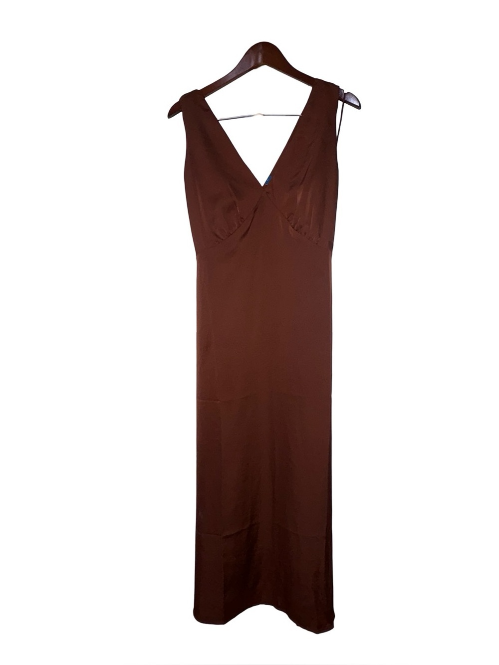 Old Navy NWOTChocolate Brown Size M Satin Cocktail Dress Boho - Picture 4 of 11